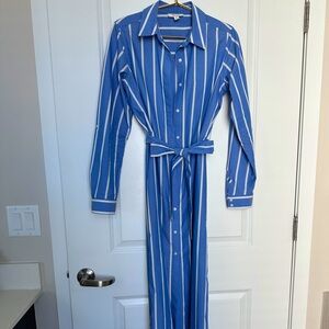 Shirt dress Maxi button down with tie front 100% cotton
